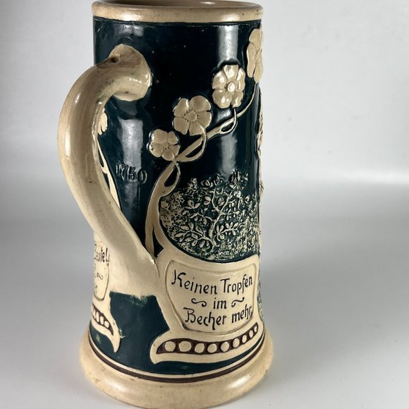 Vtg Lindenwirtin Beer Stein Mug Folk Song German Relief Stoneware .5L - Picture 5 of 12